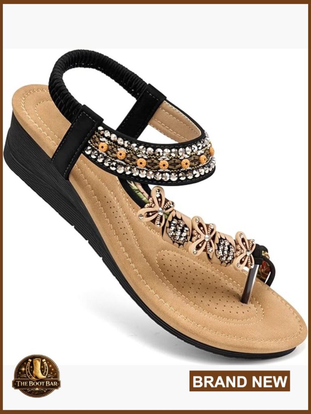 Women's Wedge Sandals with Beaded Ankle Strap, Open Toe, Casual Summer Shoes